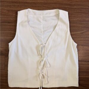 V Neck Sleeveless Front Bow Tie Vest NWT
